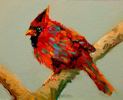 cardinal whitehead bird diane oil abstract paintings painting birds painters artist artoutwest cardinals daily colorful 10x8 impressionism board contemporary dailypainters