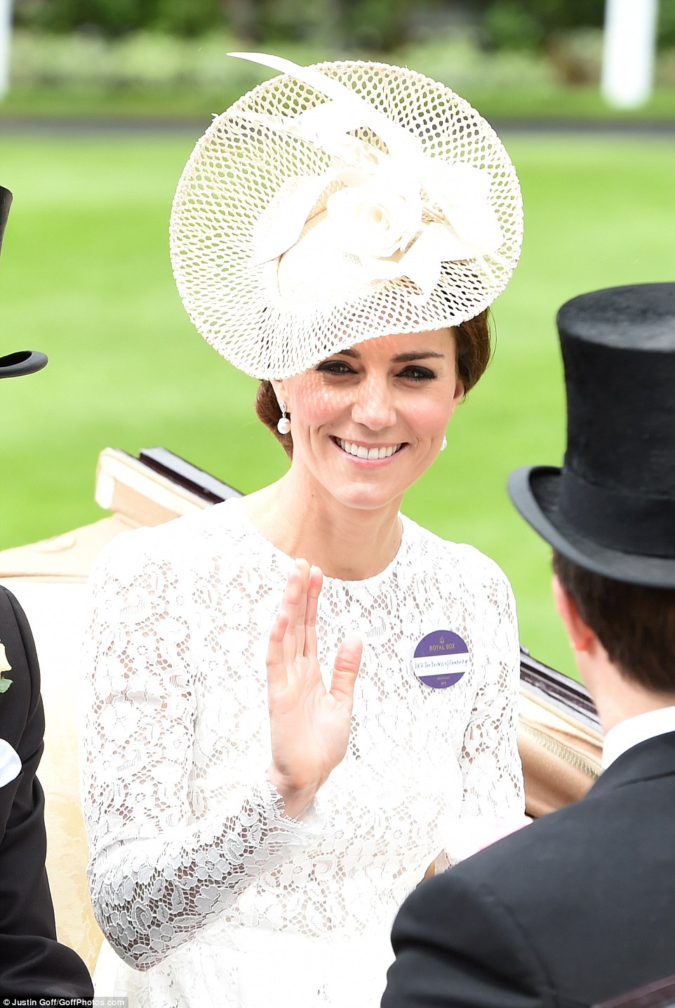 Kate Middleton arrives to the Royal Ascot in a lace D&G dress