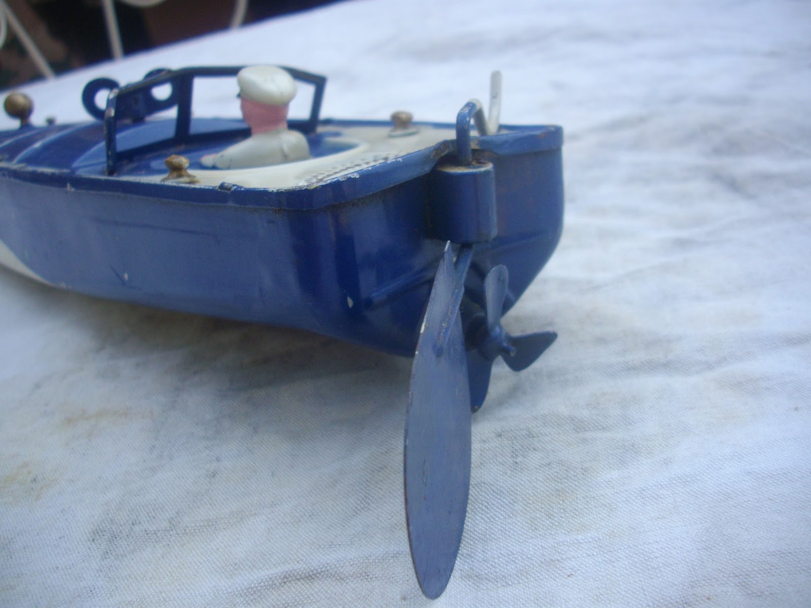 JOUET ANCIEN CANOT JEP bateau TOLE MECANIQUE A CLE