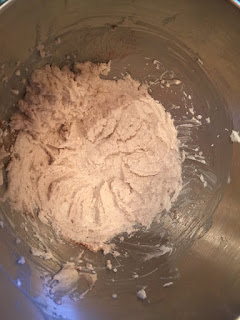 Coconut whipped cream in a mix master