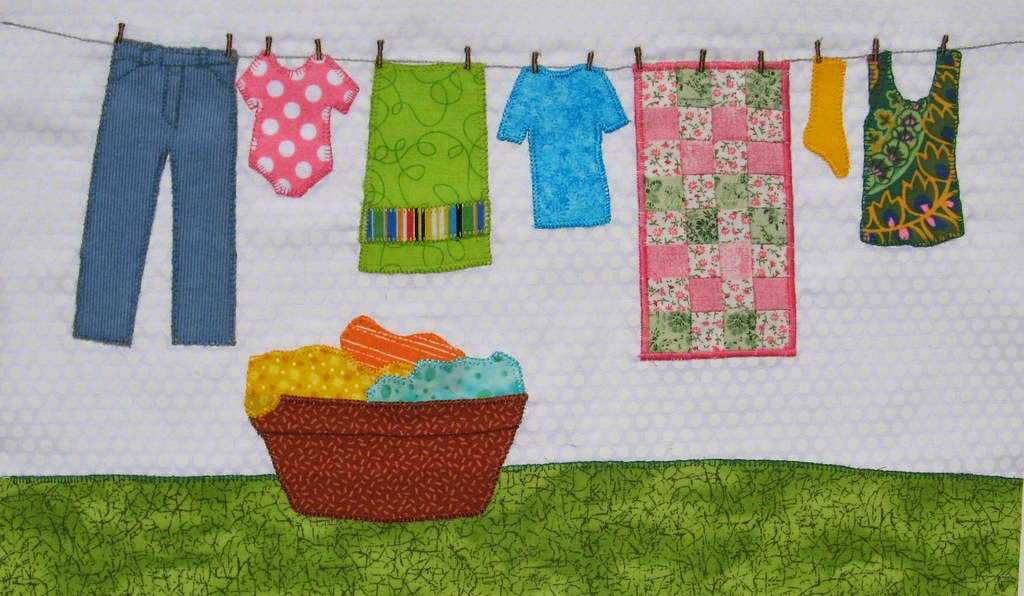 Stitching With 2 Strings Quilt Along Block 9, Clothesline