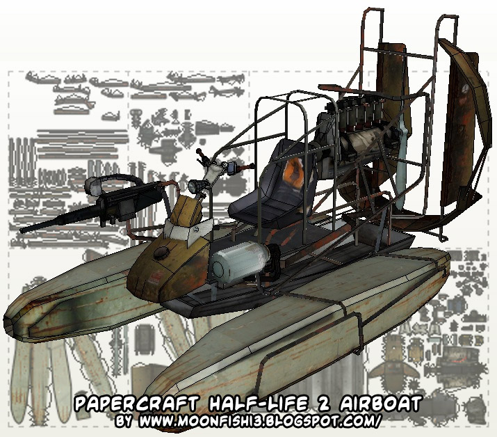 Ninjatoes' papercraft weblog: Papercraft Half-Life 2 airboat!