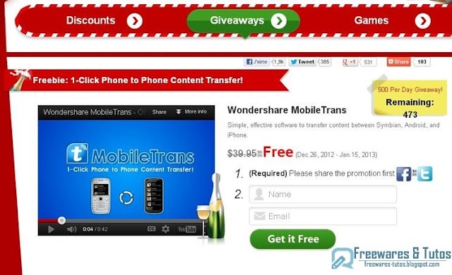 Offre promotionnelle : Wondershare MobileTrans gratuit !