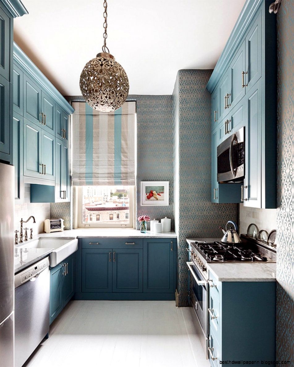 Blue Kitchen Design Small Kitchen Tiny Round Pendant Lamp