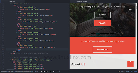 Linux html and css text editor