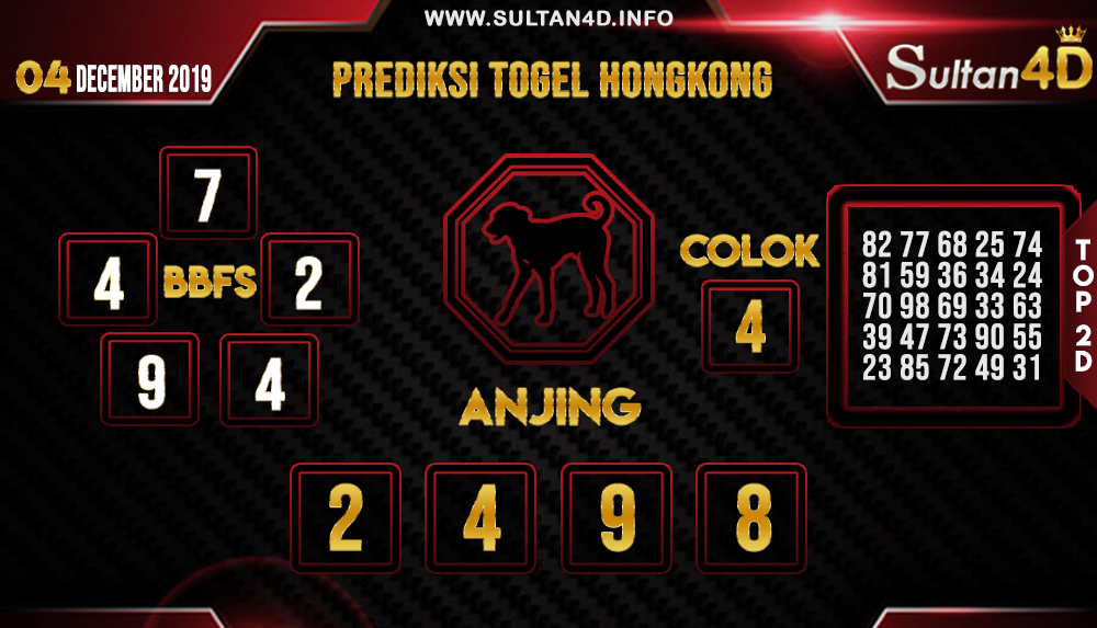 PREDIKSI TOGEL HONGKONG SULTAN4D 04 DESEMBER 2019
