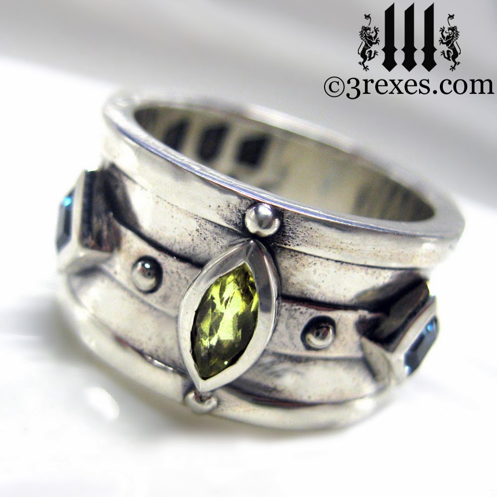 meens moorish medieval silver gothic wedding ring 
