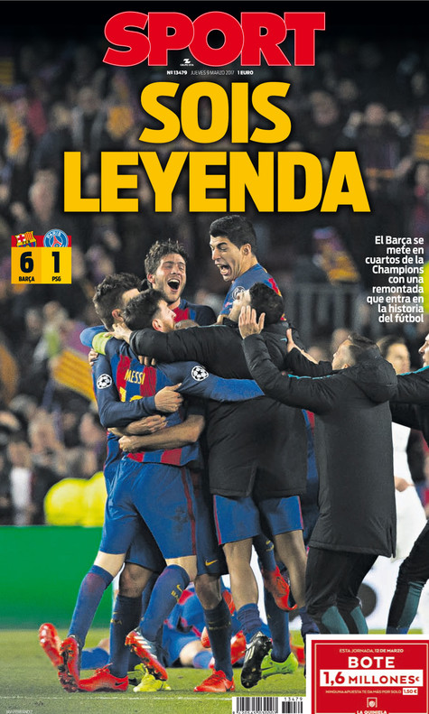 FC Barcelona, Sport: "Sois leyenda"