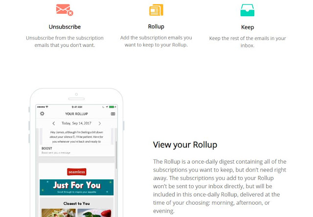 efficiently organize email inbox unroll.me mobile application