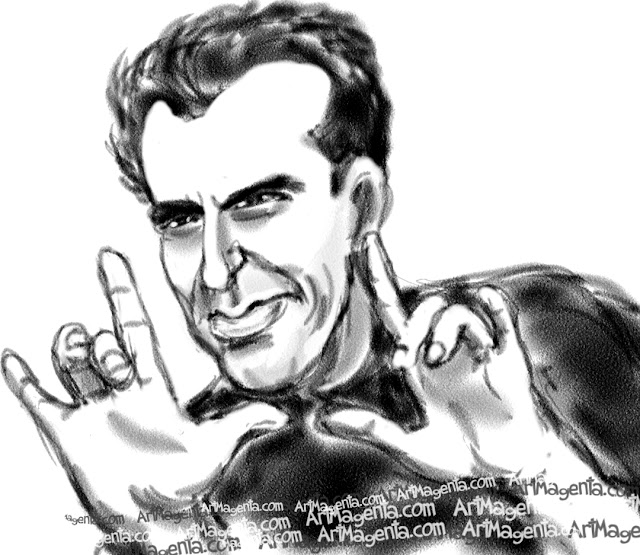 David Copperfield caricature cartoon. Portrait drawing by caricaturist Artmagenta.
