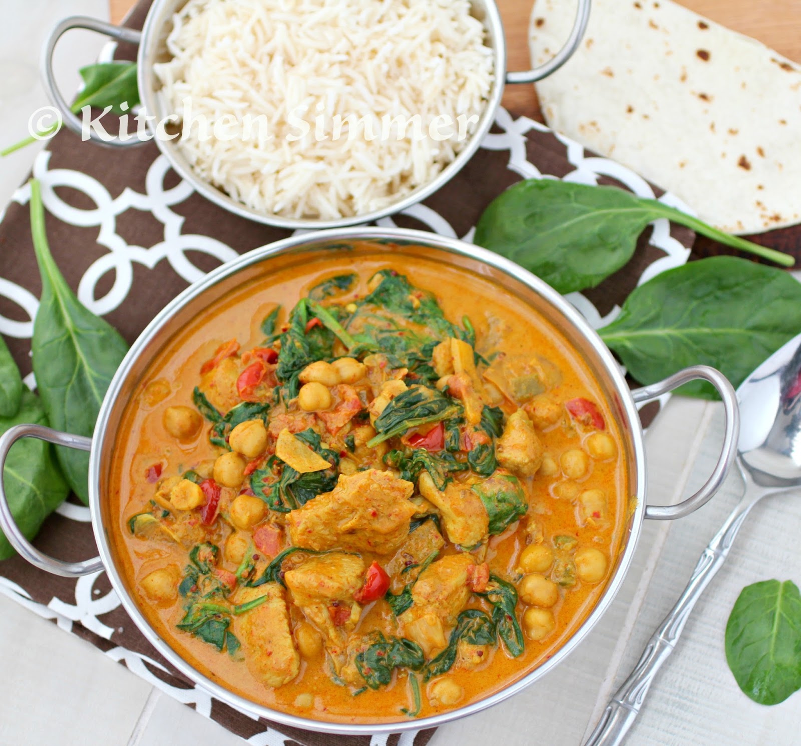 Kitchen Simmer Chickpea and Chicken Curry with Spinach