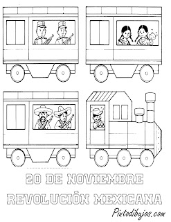 20 de noviembre para colorear | ferrocarril Revolución Mexicana para colorear