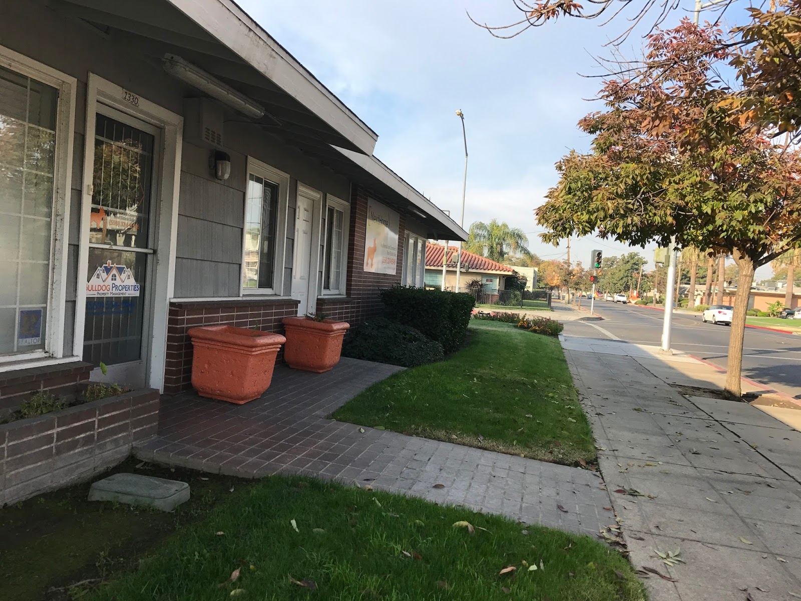Orange dog logo real estate in Tower District, Fresno