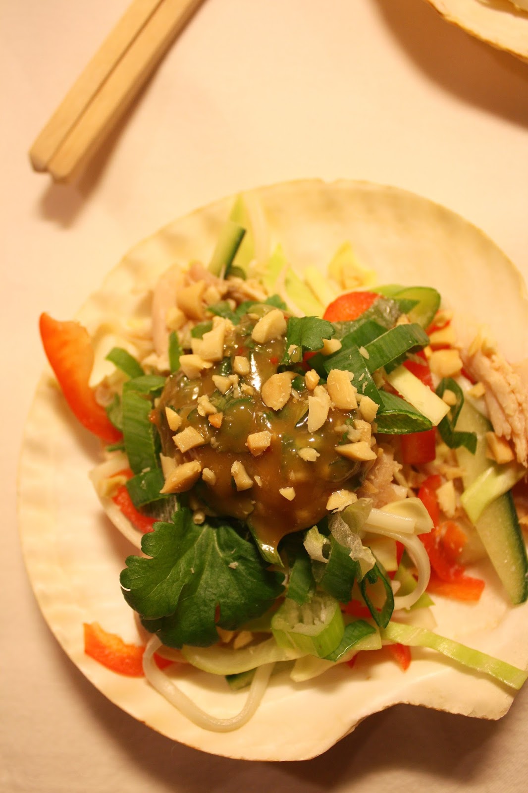 thaimaalainen kana-nuudelisalaatti salaatti Aasia Thaimaa nuudeli kana mallaspulla