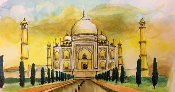 Cara Melukis Masjid Taj Mahal