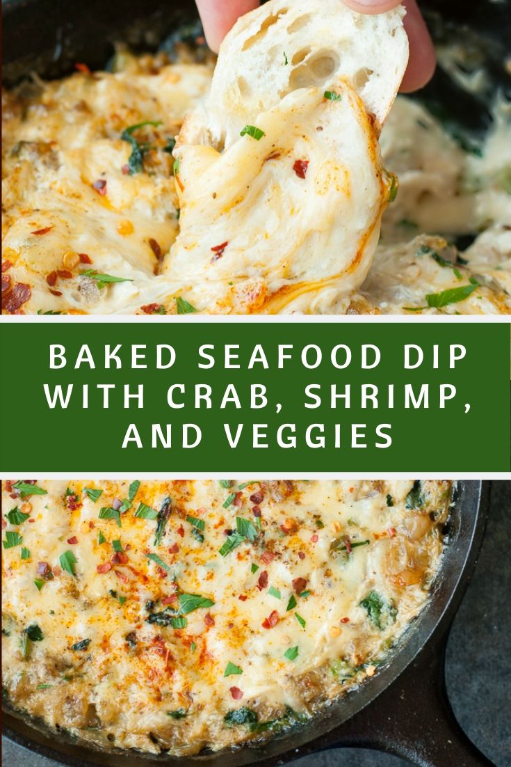 Baked Seafood Dip With Crab, Shrimp, And Veggies