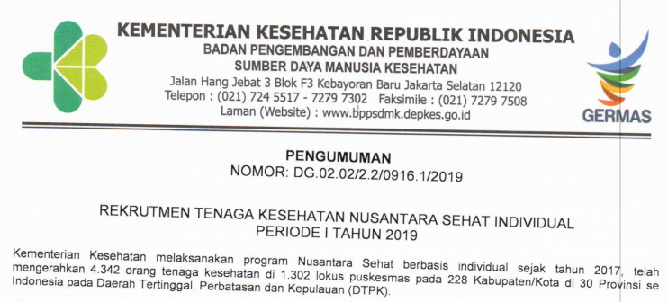 Rekrutmen Tenaga Kesehatan Nusantara Sehat Individual Periode 1 Tahun 2019 Tomatalikuang Com Berita Pendidikan Terbaru
