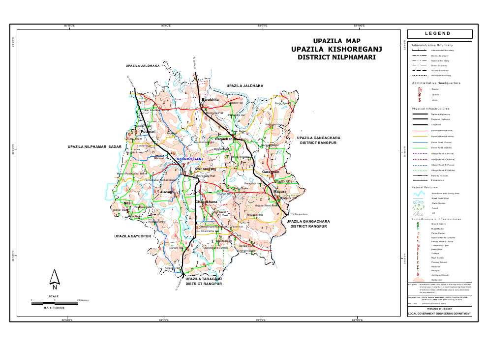Kishoreganj Upazila Map Nilphamari District Bangladesh