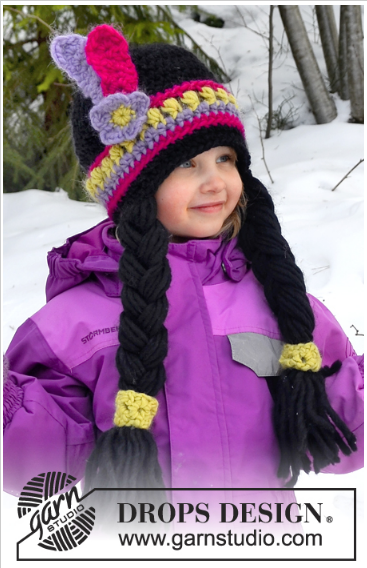 ❤ ✿ Mi Rincón del Tejido ❤: Gorro indio en ganchillo, con trenzas y plumas en “Eskimo”. 1-10 años - Indian hat in crochet, with braids and feathers "Eskimo". Size 1-10 years