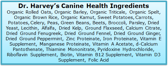 Dr. Harvey's Canine Health ingredients