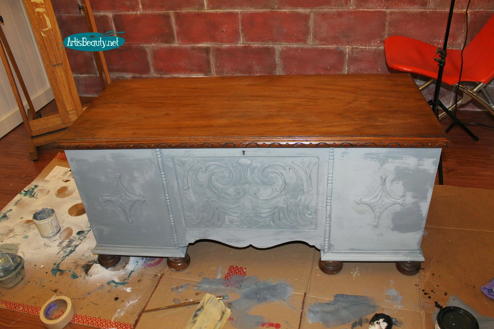 ART IS BEAUTY French Gray Cedar Chest Makeover and Giveaway Winner Announcement