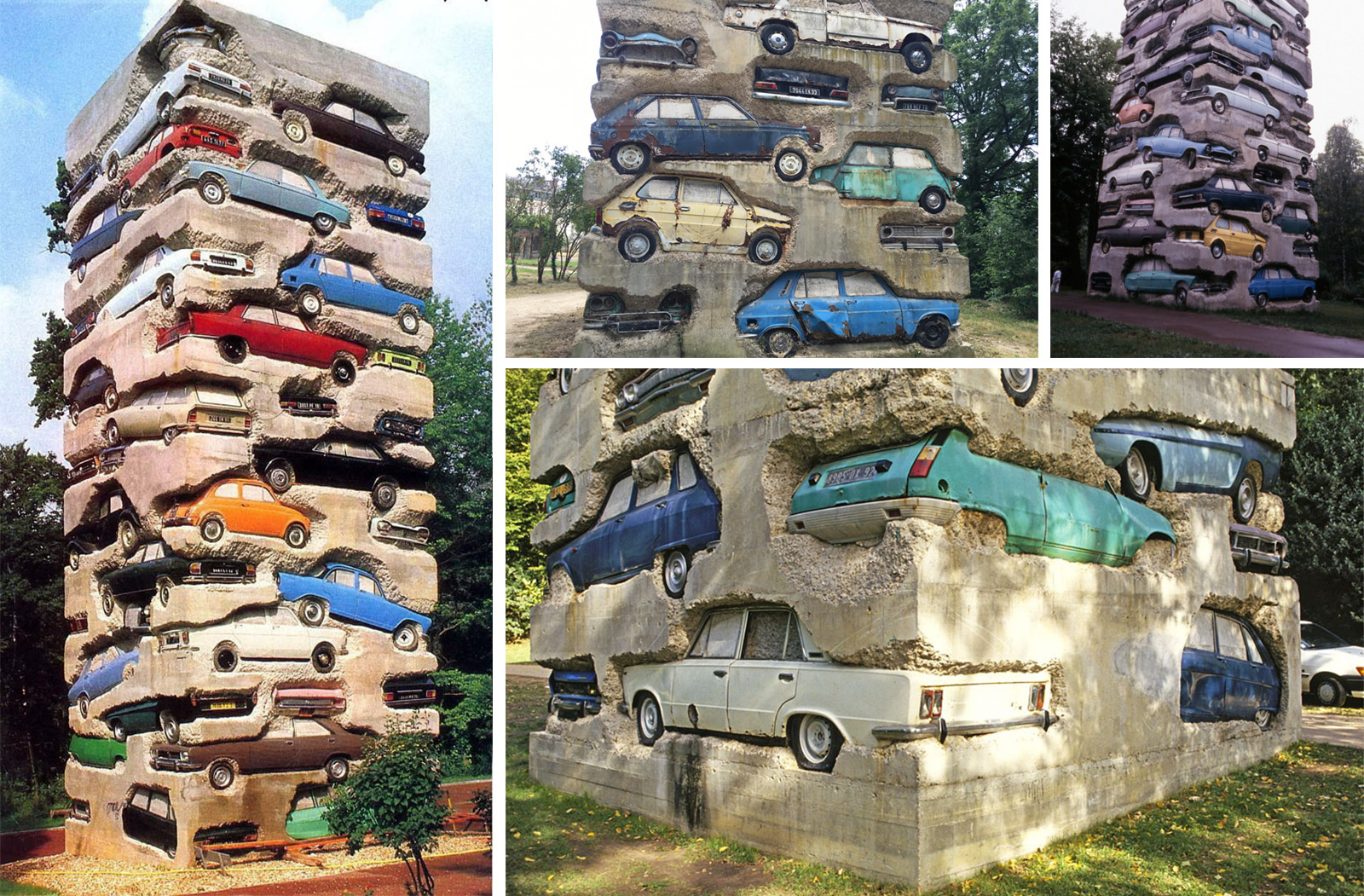 Long Term Parking" by Arman – Accumulation of 60 Automobiles in Concrete,  1982 | Vintage News Daily