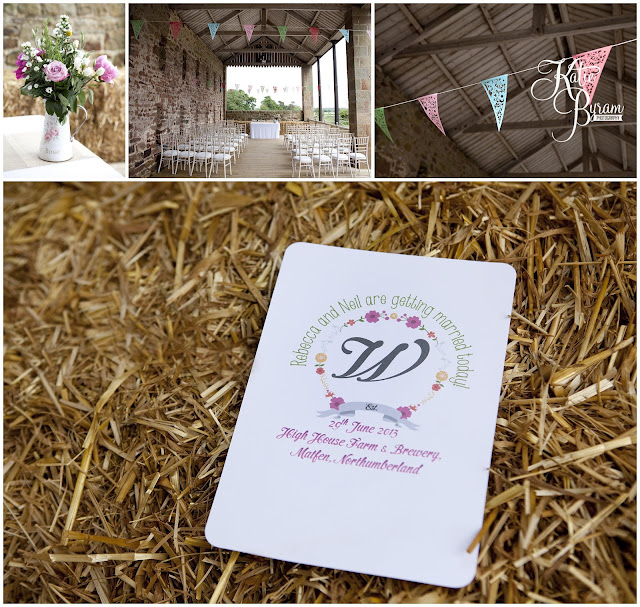 countryside wedding, order of service, bunting, bride in window, bridal prep, vintage wedding, high house farm brewery wedding, northumberland wedding photography katie byram photography, 