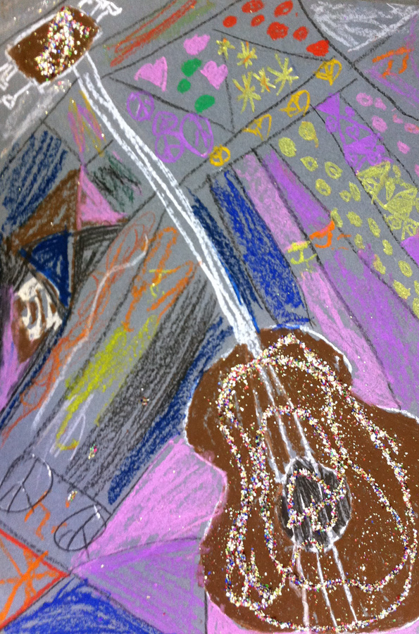 A Flash of Inspiration 2nd grade cubism guitars in oil pastel