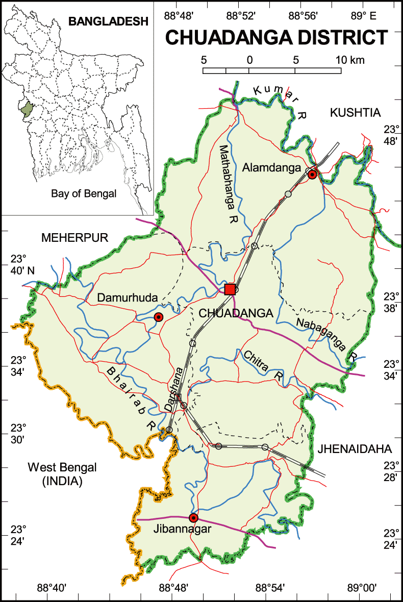 Chuadanga District Map Bangladesh