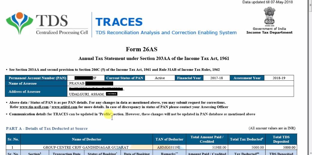 How to check TDS deposited by employer in PAN account?