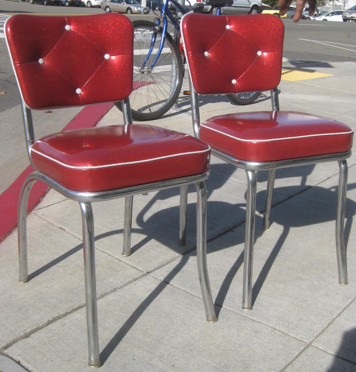 UHURU FURNITURE & COLLECTIBLES SOLD Two Retro Red Kitchen Chairs 100