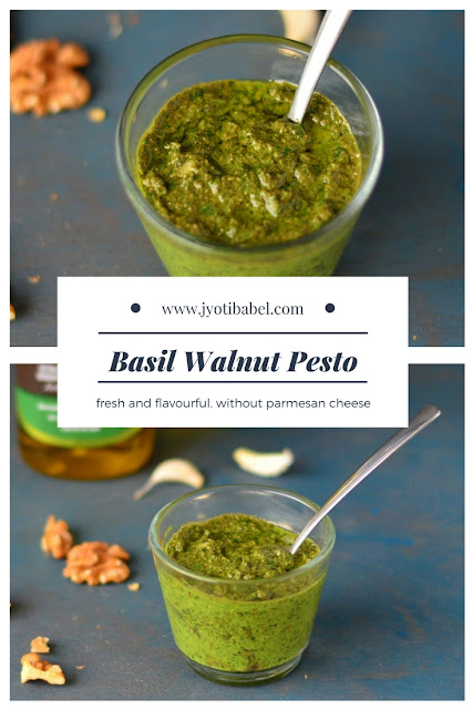 Basil Walnut Pesto is a pesto sauce made from fresh basil leaves, walnuts and olive oil. Find my recipe for basil walnut pesto here.