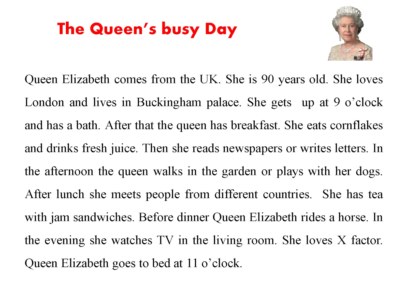 Reading "Queen Elizabeth"