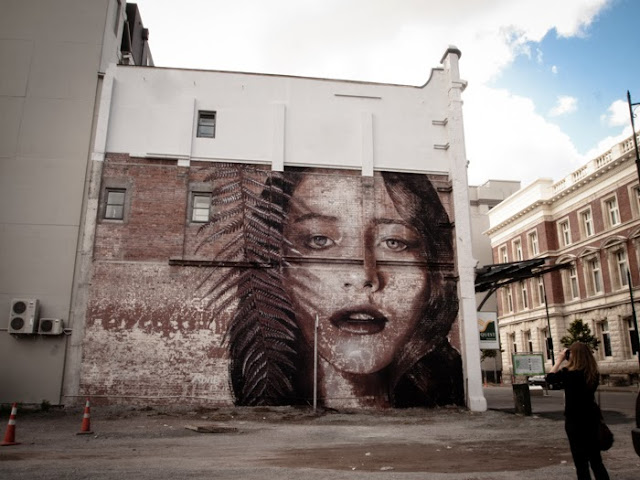 New Street Art Mural By Australian Artist RONE on the streets of Christchurch, New Zealand 1