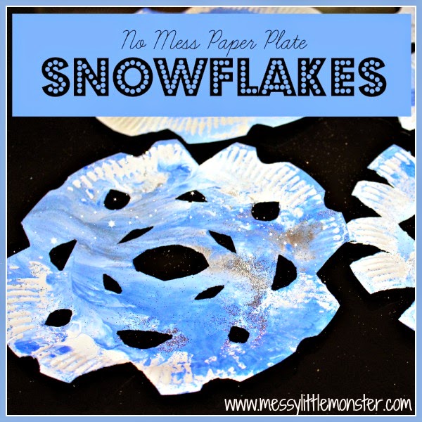 NO MESS paper plate snowflakes using zip lock bags.