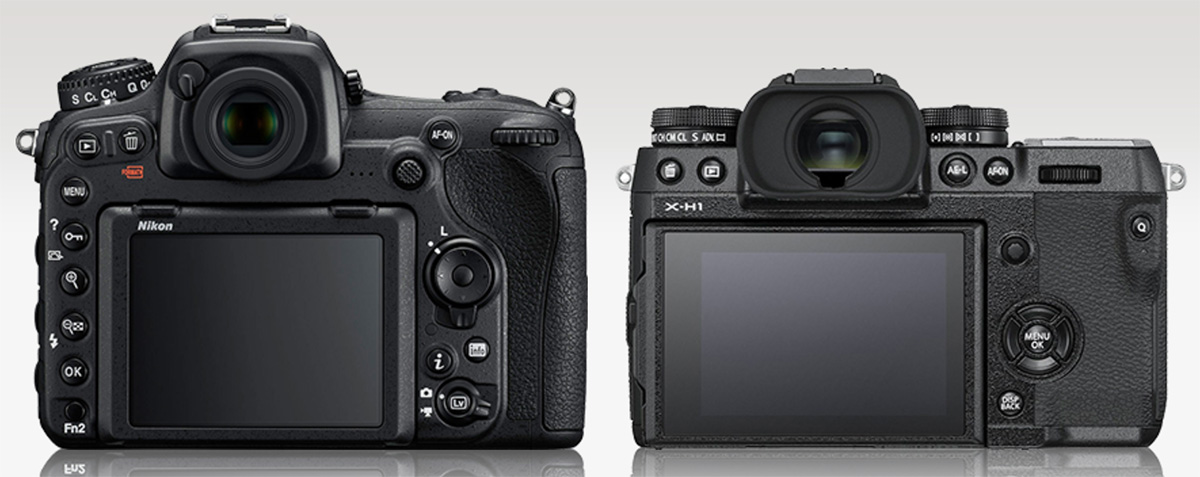 Сравнение габаритов Nikon D500 и Fujifilm X-H1