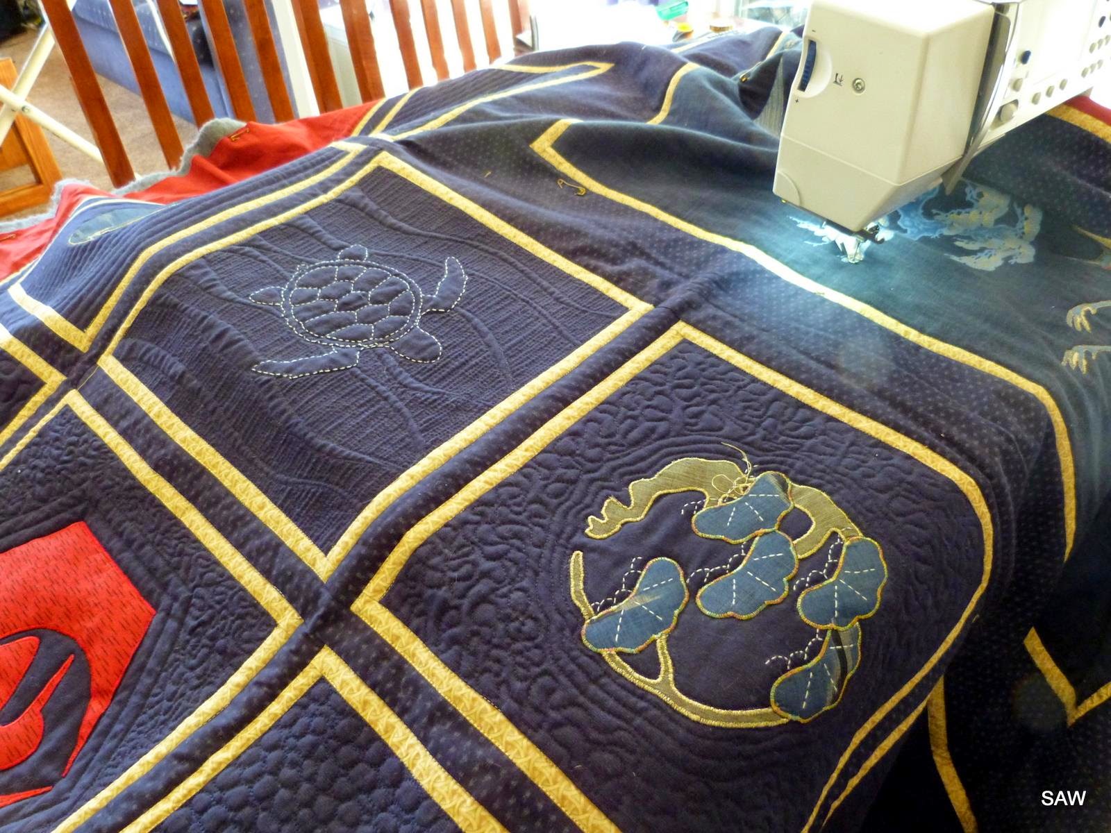 sashiko and other stitching Sally's Japanese Quilt Blocks quilt