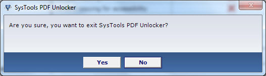 Systools tool PDF Unlocker exit panel