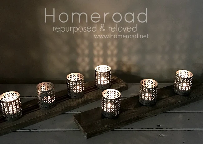 Repurposed DIY Tea light candle holders for an outdoor table