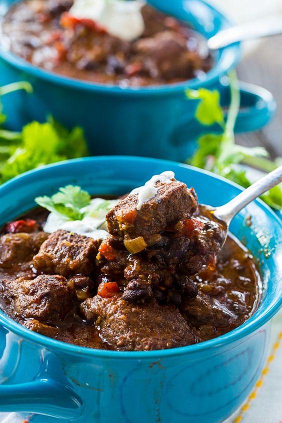Kitchen World Slow Cooker Brisket Chili is loaded with tender chunks