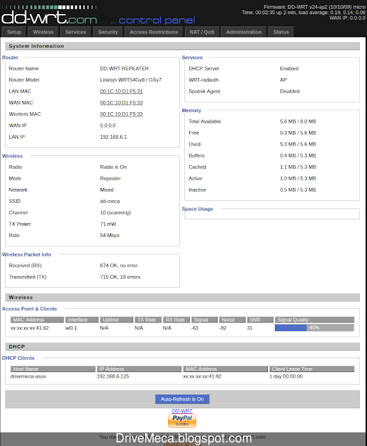 DDWRT ya funcionando en modo Repeater DDWRT ya funcionando en modo Repeater