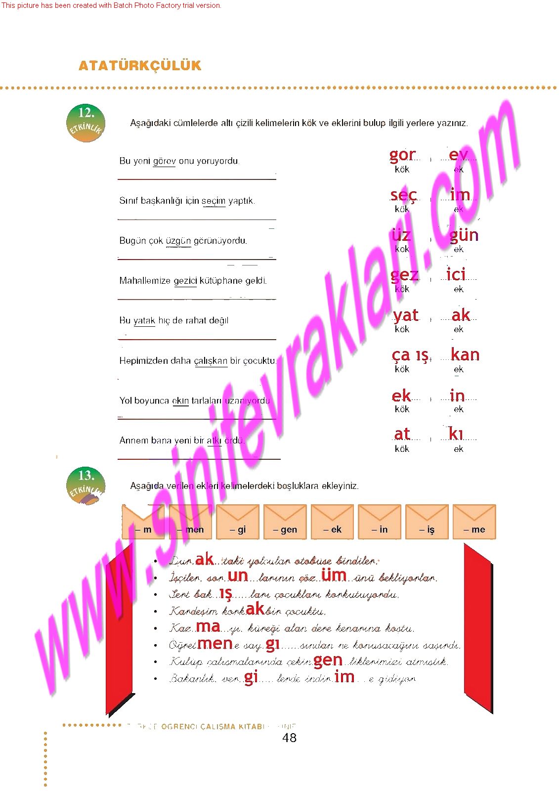 6.Sinif Turkce Doku Yayinlari Ogrenci Calisma Kitabi Sayfa 48 - Ders