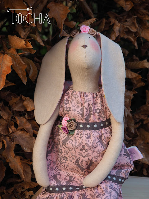 rabbit, bunny, rag doll, Tilda, hand-made, gift, dolls house, cotton, stuffed toy, Lewis & Irene, 