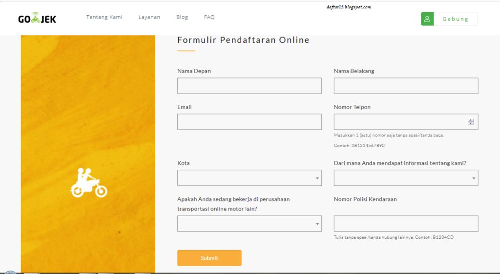 Pendaftaran Gojek Ride