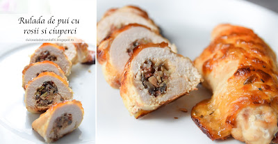 Rulada de pui cu ciuperci si rosii