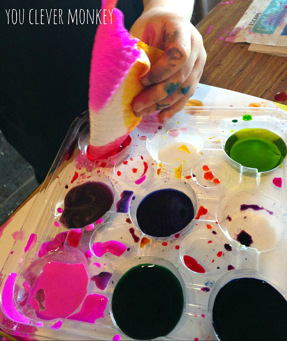 Dip Dye Art - Easy to set-up with materials most people have at home and quick to clean up, dip dye painting combines maths and art perfectly in one colour filled art activity children of any age will love | you clever monkey