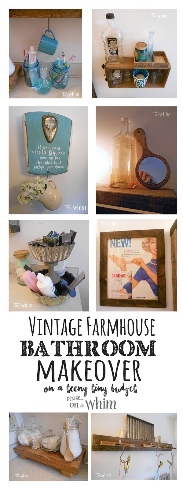 Vintage Farmhouse Bathroom Makeover on a Small Budget | Denise on a Whim