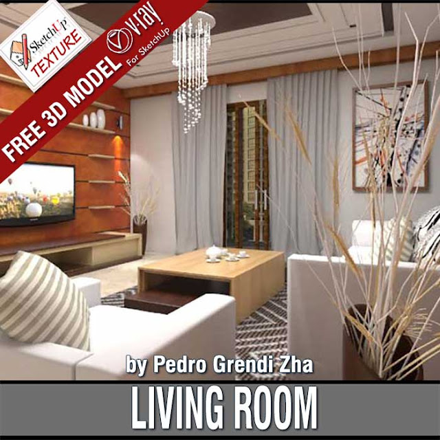 free sketchup 3d model Living room 44 by Pedro Grendi Zha