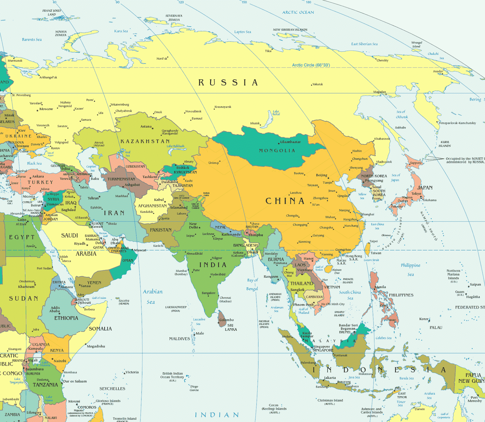 Map Of Asia Region 