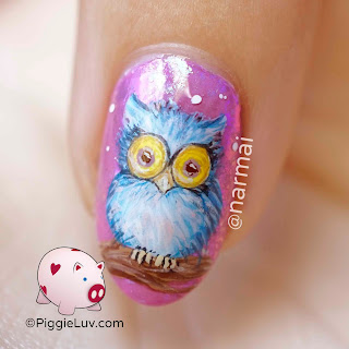 PiggieLuv: Fluffy owl nail art